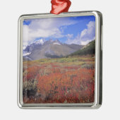 カナダ、アルベルタ、バンフNP。ハックルベリーズ開花 メタルオーナメント (左)