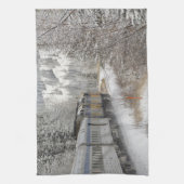 カナダ、アルベルタ。VIAレール雪上車間 キッチンタオル (縦)