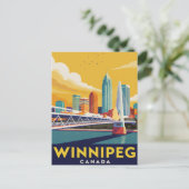 カナダ・ウィニペグのスカイライン ヴィンテージアート ポストカード (スタンド正面)