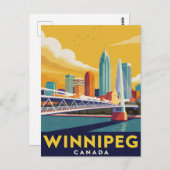 カナダ・ウィニペグのスカイライン ヴィンテージアート ポストカード (正面/裏面)