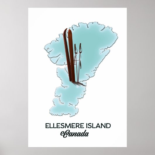 カナダ エルズミア島 地図 ポスター (正面)