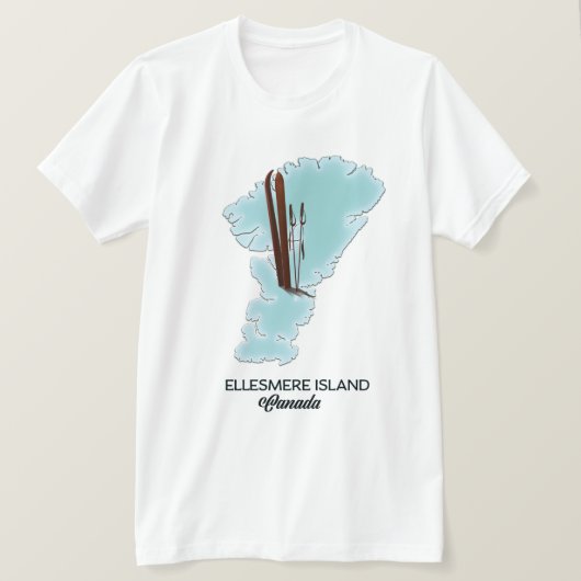 カナダ エルズミア島 地図 ポスター Tシャツ (デザイン正面)