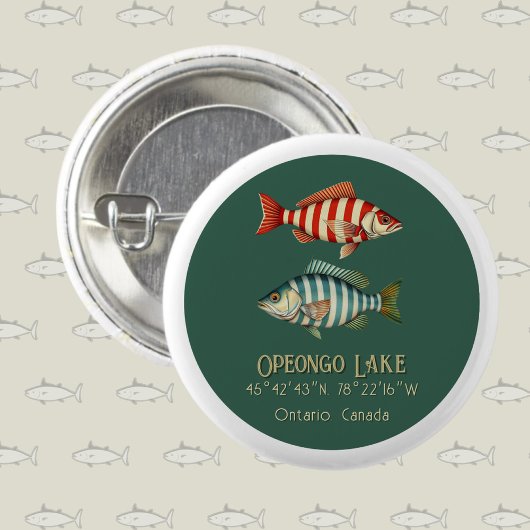 カナダ オンタリオ州 オペオンゴ湖 釣り フィッシュ 缶バッジ