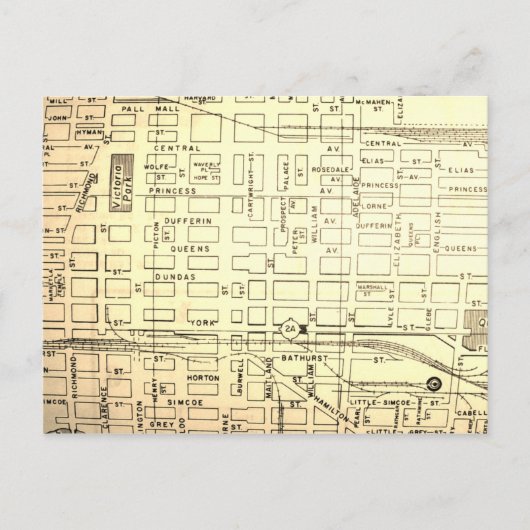 カナダ,オンタリオ州,ロンドンのヴィンテージマップ ポストカード (正面)