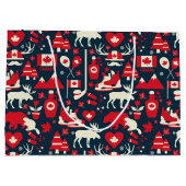 カナダ カナダのクリスマス 冬 ムース パターン ラージペーパーバッグ (裏面)