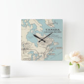 カナダ-カナダの航空便のルートの地図 スクエア壁時計 (ホーム)