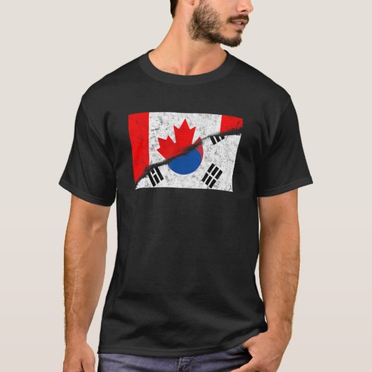 カナダ カナダ人 韓国 韓国人 ミックス DNA フラグ Tシャツ (正面)