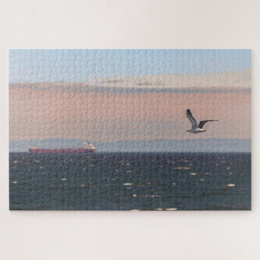 カナダ，カモメと風光明媚な水辺 ジグソーパズル (横)