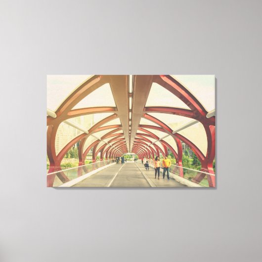 カナダ,カルガリーの平和橋 キャンバスプリント (正面)
