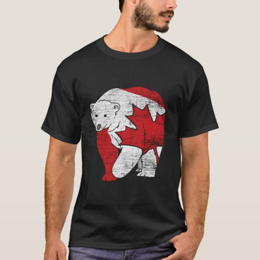 カナダ クマ カエデの葉 カナダ Tシャツ (正面)