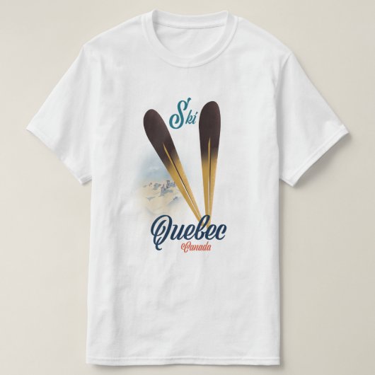 カナダ ケベック スキーポスター Tシャツ (デザイン正面)
