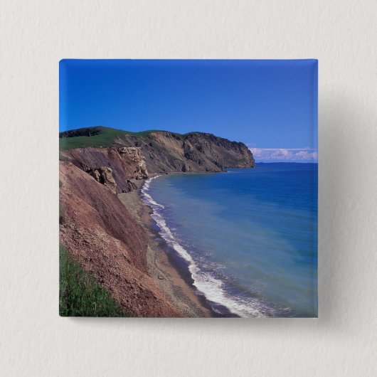 カナダ、ケベック、マグダレン諸島、キャップオーライ2 缶バッジ (正面)