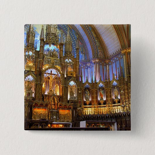 カナダ、ケベック、モントリオール。インテリアオブノートル 缶バッジ (正面)