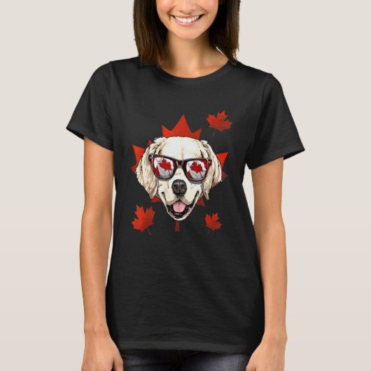 カナダ ゴールデンレトリバー カエデの葉 カナダ F Tシャツ (正面)