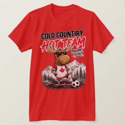 カナダ サッカー ファン おもしろ ヘラジカ Tシャツ (デザイン正面)