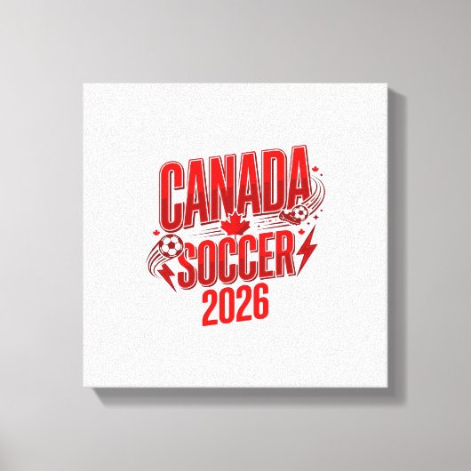 カナダ サッカー 2026 サッカー 太字 国 タイポグラフィ キャンバスプリント (正面)