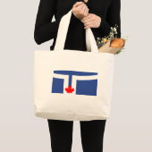 カナダ トロントの旗付きバッグ ラージトートバッグ (正面(商品))