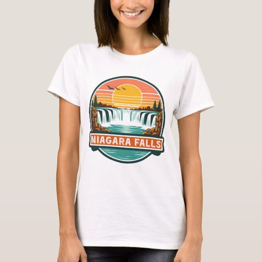 カナダ ナイアガラの滝 レトロデザイン Tシャツ (正面)