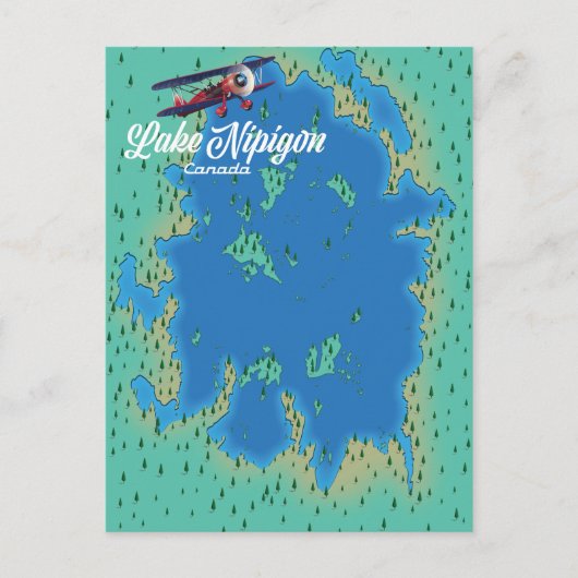 カナダ ニピゴン湖の地図 ポストカード (正面)