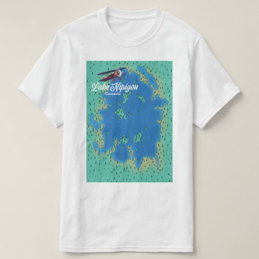 カナダ ニピゴン湖の地図 Tシャツ (デザイン正面)