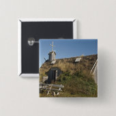 カナダ，ニューファンドランド州とラブラドール，ランス・オー 缶バッジ (正面&裏面)