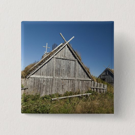 カナダ、ニューファンドランド、ラブラドール、ランセオー3 缶バッジ (正面)