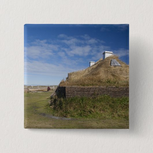 カナダ、ニューファンドランド、ラブラドール、ランセオー4 缶バッジ (正面)