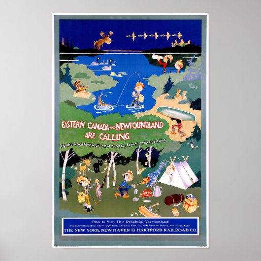 カナダ・ニューファンドランド・ヴィンテージ旅行ポスター復元 ポスター (正面)