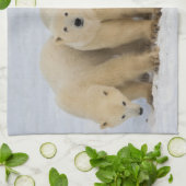 カナダ、ハドソン湾。ホッキョクグマのお母さん キッチンタオル (折り畳み)