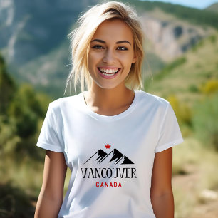 カナダ バンクーバー 山 メープルリーフ Tシャツ