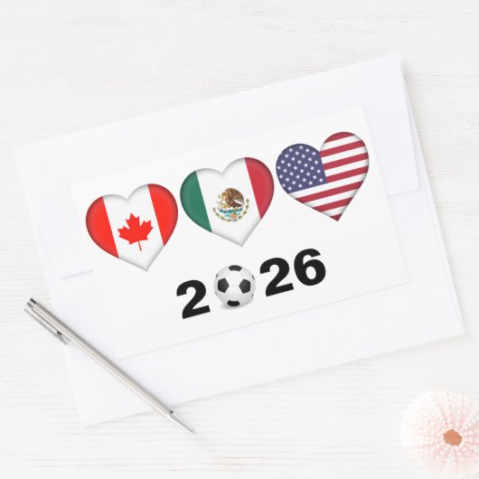 カナダ・メキシコUSA主催サッカー大会2026 長方形シール (封筒)