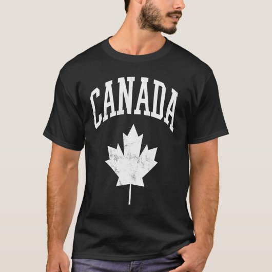 カナダ メープルリーフ カナダ風ダメージ加工 Tシャツ (正面)