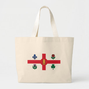 カナダ モントリオール市の旗柄のバッグ ラージトートバッグ