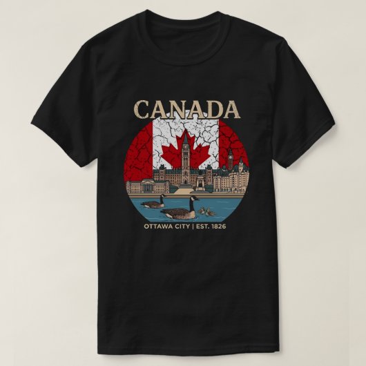 カナダ - 国会議事堂とカナダの遺産 Tシャツ (デザイン正面)