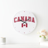 カナダ + 旗 ラージ壁時計 (ホーム)