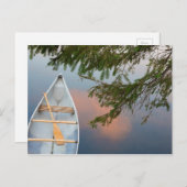 カナダ,日没の湖でカヌー ポストカード (正面/裏面)