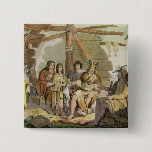 カナダ(色のLa Perouseと交換しているインディアン 缶バッジ (正面)