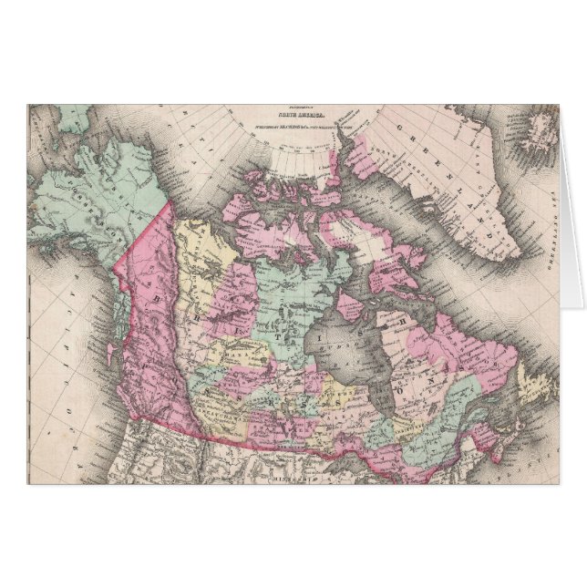 カナダ(1857年)のヴィンテージの地図 (正面横)