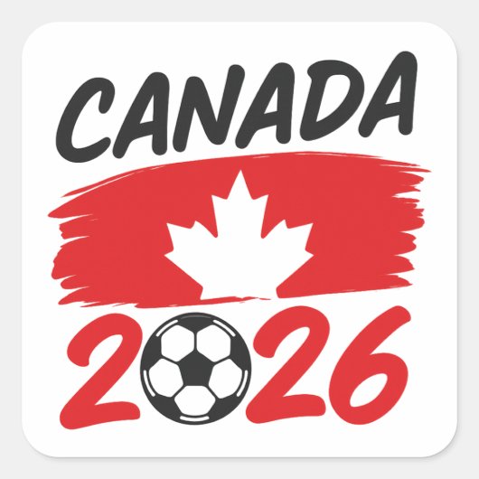 カナダ 2026 サッカー ファン デザイン マープルリーフ スクエアシール (正面)