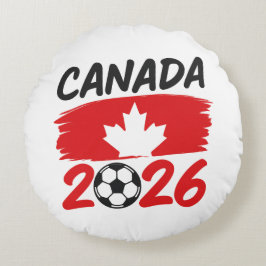 カナダ 2026 サッカー ファン デザイン メイプルリーフ ラウンドクッション