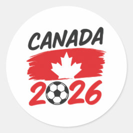 カナダ 2026 サッカー ファン デザイン メイプルリーフ ラウンドシール