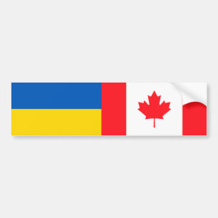 カナダ I stand with Ukraine. カナダとウクライナの旗 バンパーステッカー
