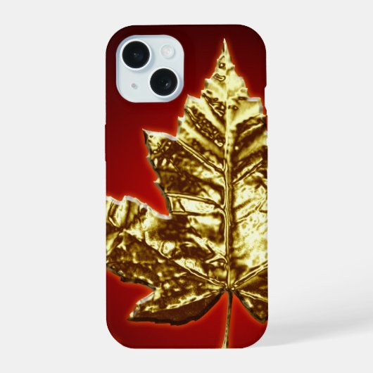 カナダ iPhoneケース ゴールド カナダの葉 iPhone 15ケース (裏面)