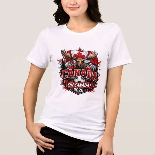 カナダ Oh Canada 2026 サッカー ファン トライブレンドTシャツ (正面)