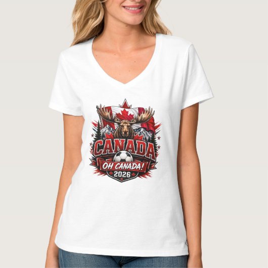 カナダ Oh Canada 2026 サッカー ファン  Tシャツ (正面)