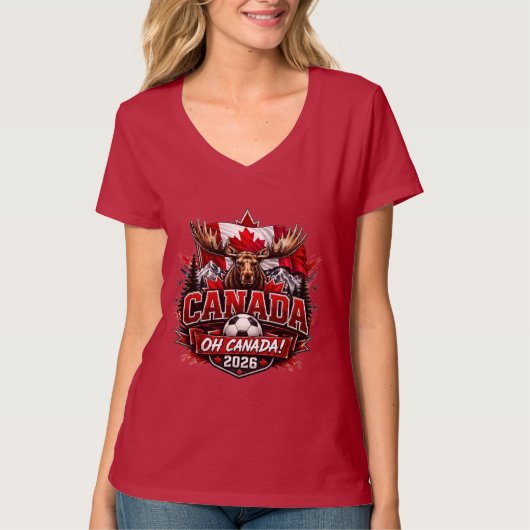 カナダ Oh Canada 2026 サッカー ファン  Tシャツ (正面)