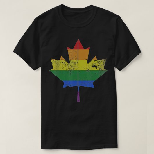 カナダLGBプライドLGBQカナダメープルリーフ  Tシャツ (デザイン正面)