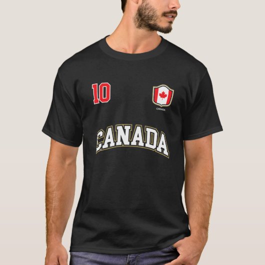 カナダNumber 10サッカーチームスポーツカナダ国旗 Tシャツ (正面)