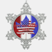 カナダUSAオーナメントパーソナライズカナダ記念品 スノーフレークピューターオーナメント (正面)