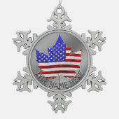 カナダUSAオーナメントUSカナダクリスマス装飾品 スノーフレークピューターオーナメント (正面)